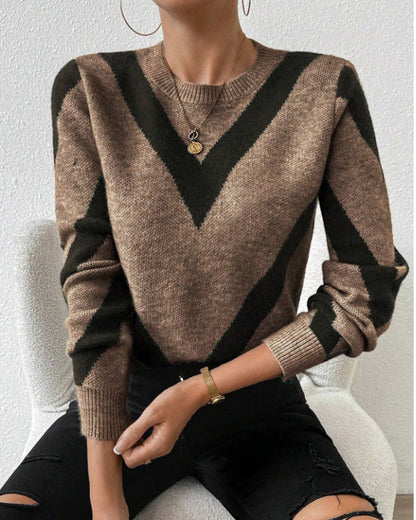 Geometric-Print Crew Neck Sweater