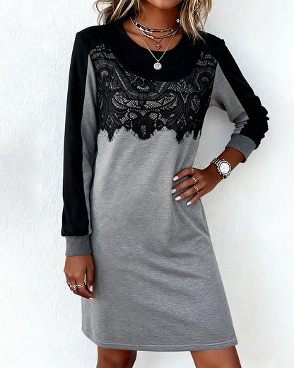 Long-Sleeved Color-Blocked Dress