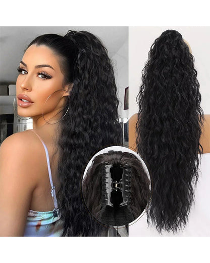 Curly Wavy Frizzy Hair Extension with Ponytail