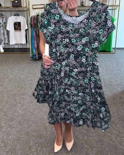 Temperament Slim Waist Printed Dress