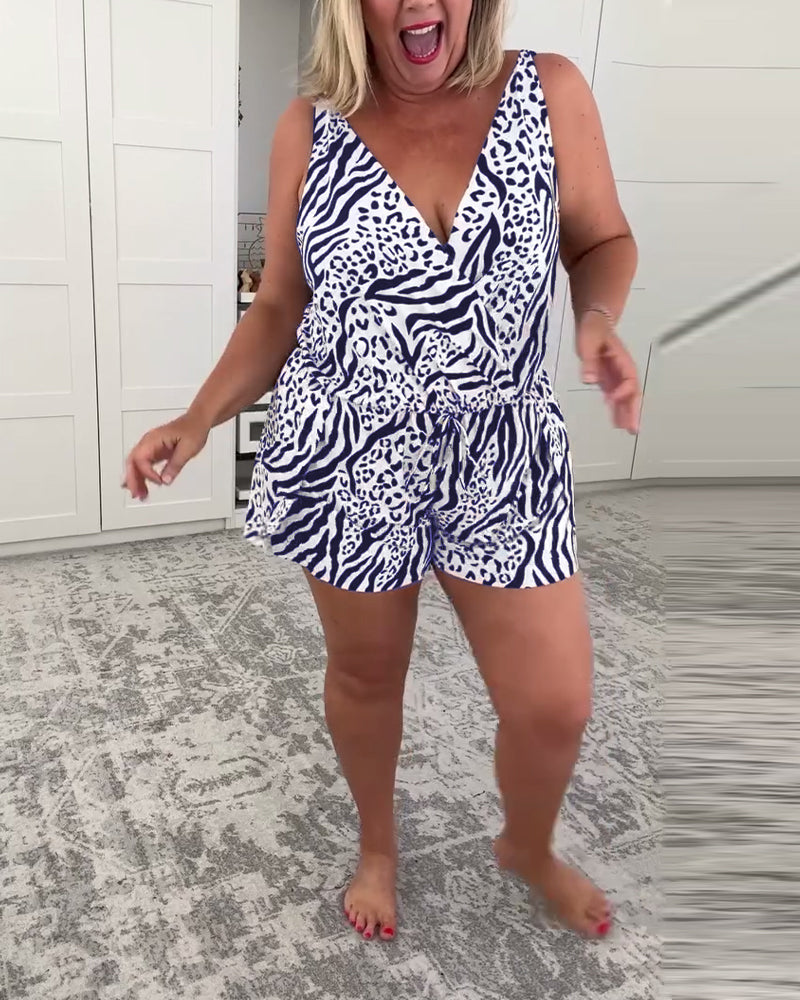 Zebra Print Slim Fit Swimsuit