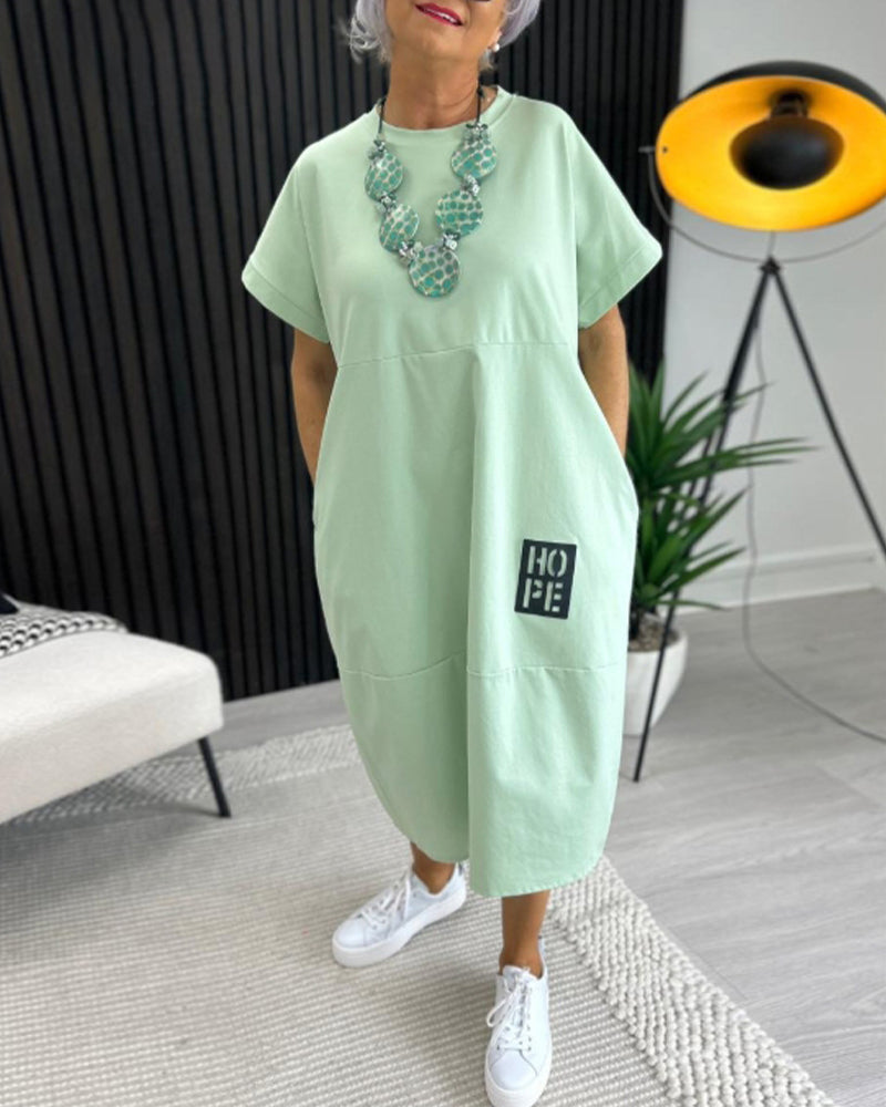 Short Sleeve Casual Straight Pocket Dress