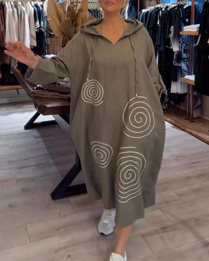 Hooded Long Sleeve Loose Dress