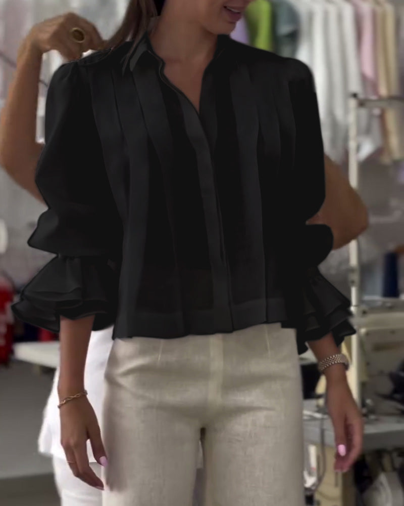 Puff Sleeve Ruffle Shirt