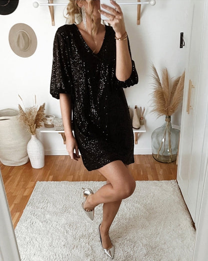 Sequin V-neck party Dress