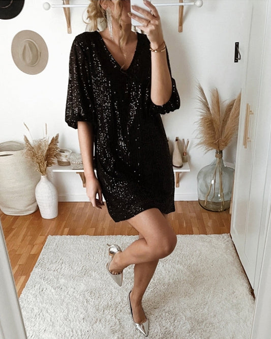 Sequin V-neck party Dress