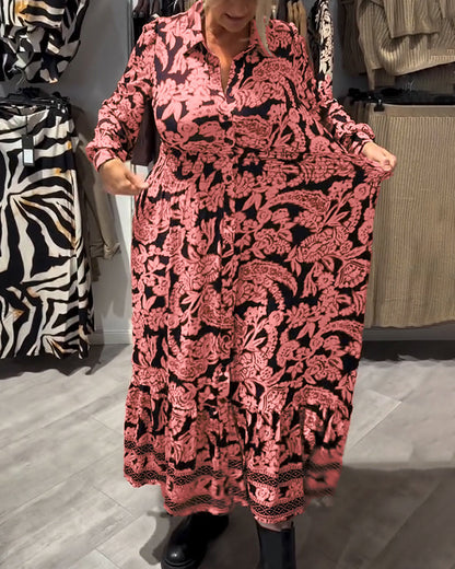 Lapel Print Fashion Dress