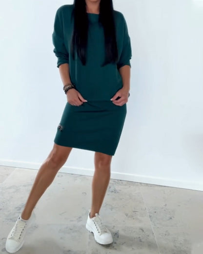 Long-Sleeved Casual Hip Dress
