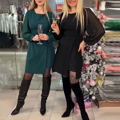 Temperament Splicing Slit Party Dress