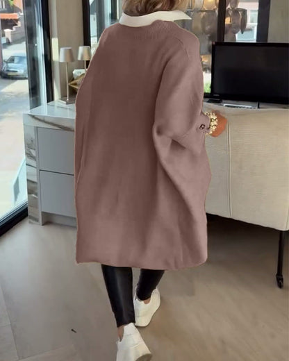 V-Neck Buttoned Asymmetrical Sweater