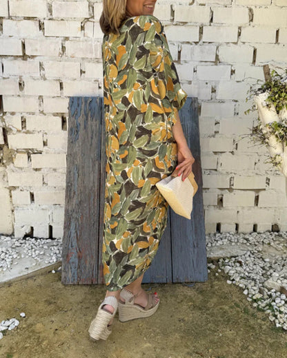 V-Neck Twist Print Dress