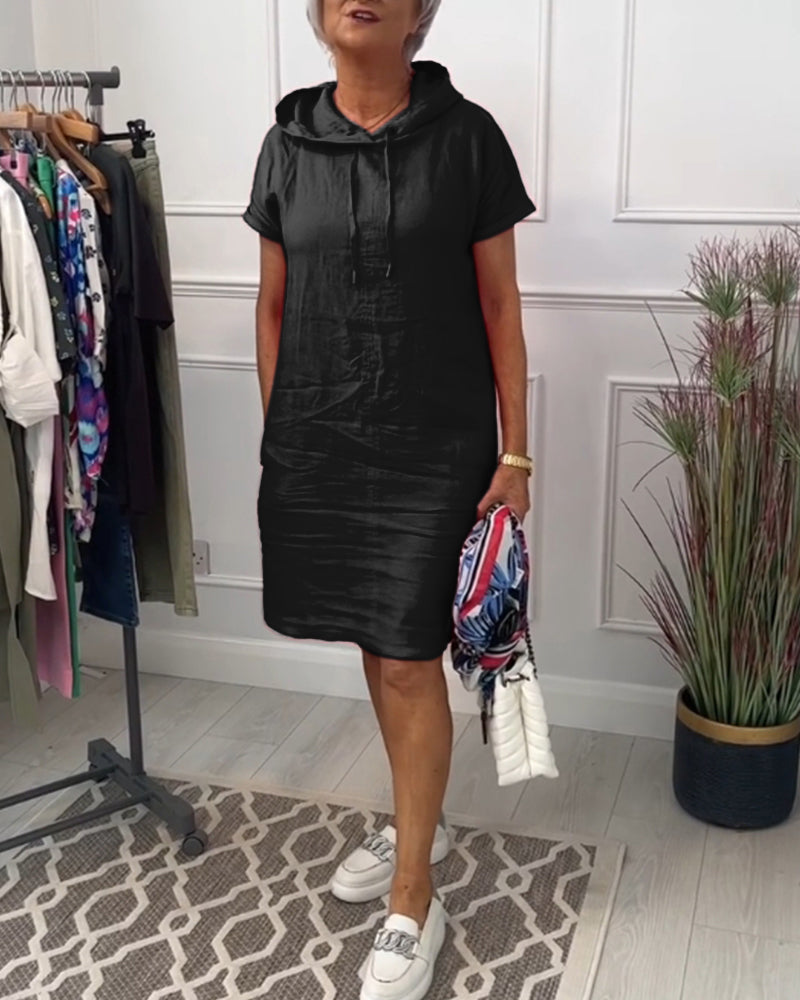 Hooded short sleeve casual dress