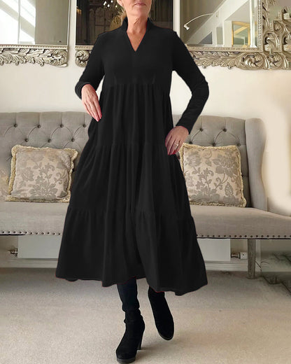 V-neck patchwork dress