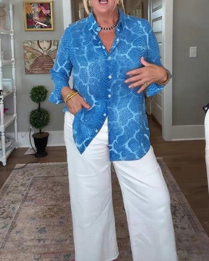 Buttoned Textured Blouse