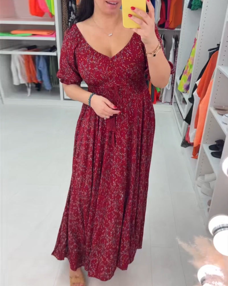 Printed v-neck maxi dress