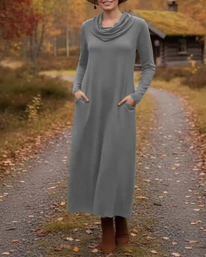 Casual Simple Solid Color Pocket Dress