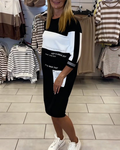 Contrast Color Panel Dress