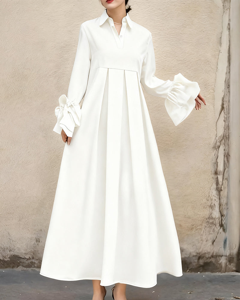 Fashion Shirt Collar Flared Dress