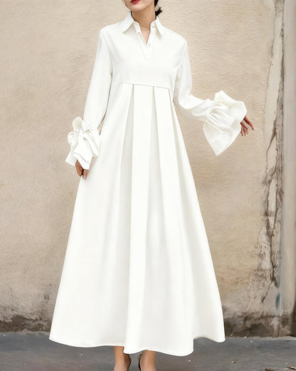 Fashion Shirt Collar Flared Dress