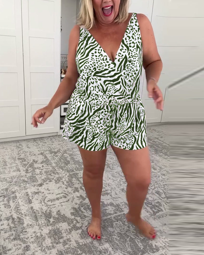 Zebra Print Slim Fit Swimsuit