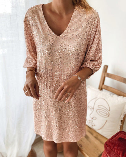 Sequin V-neck party Dress