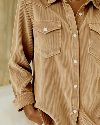 Long-Sleeved Lapel Button-Down Shirt