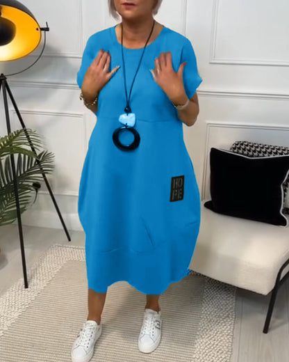 Simple letter print short sleeve casual dress