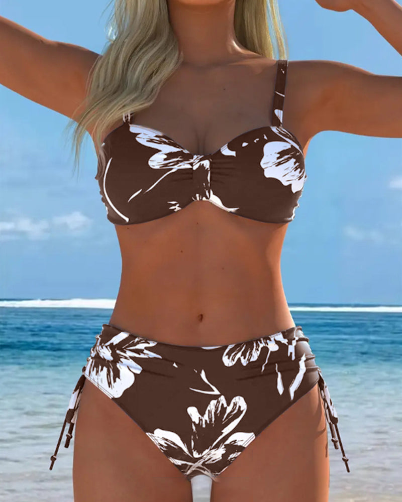 Two-Piece Halter Bikini With Printed Pattern