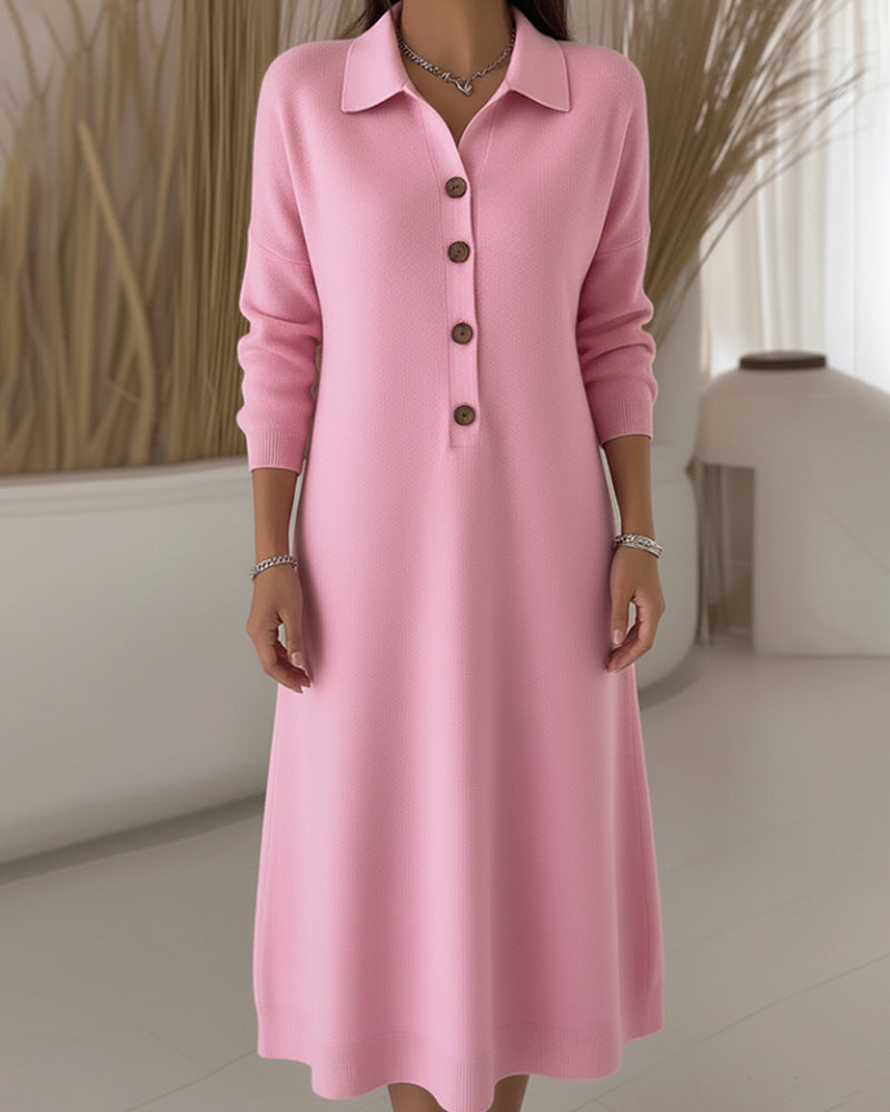 Fashionable Button-Down Lapel Dress