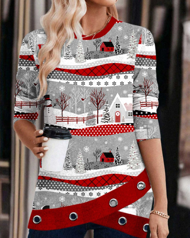 Christmas print cross sweatshirt
