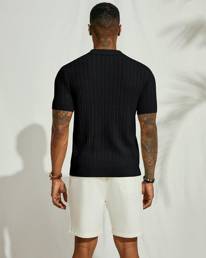 Solid Color Hollow Breathable Men's Shirt