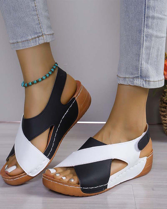 Colorblock Wedge Casual Sandal