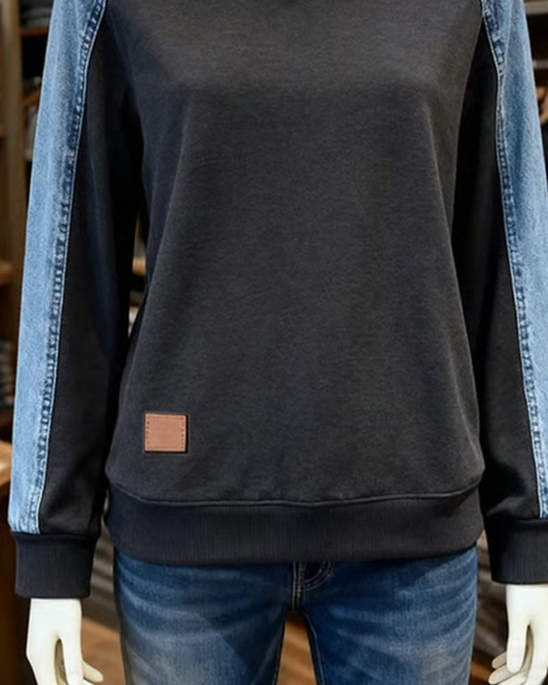 Paneled Contrast Color Hoodie