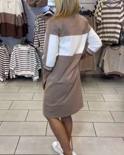 Contrast Color Panel Dress