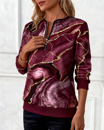 Half-Zip 3d Digital Print Sweatshirt