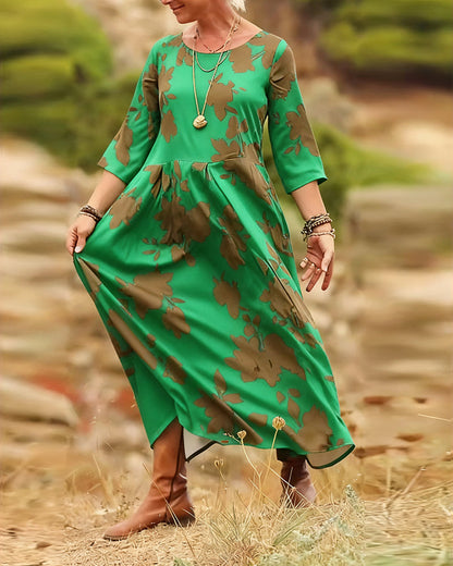 Temperament Retro Printed Dress