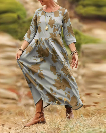 Temperament Retro Printed Dress