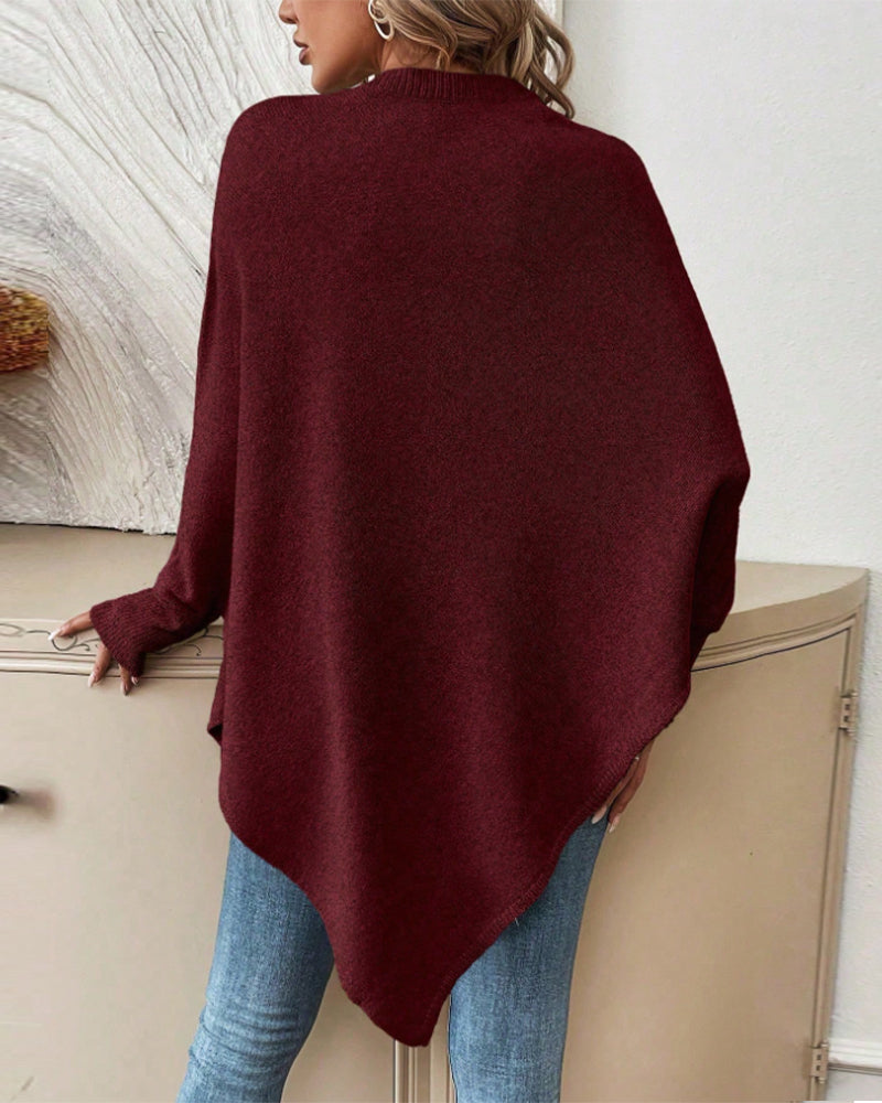 Batwing Sleeve Floral Loose Sweater