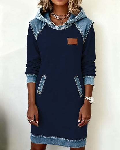 Hooded Paneled Contrast Dress