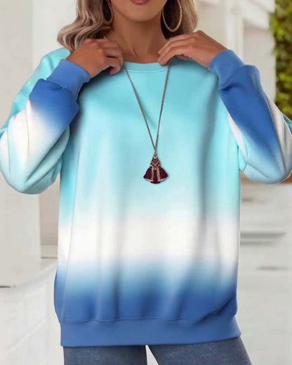 Casual Gradient Crew Neck Sweatshirt