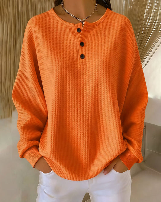 Fashionable Casual Solid Color Long-Sleeved Sweatshirt