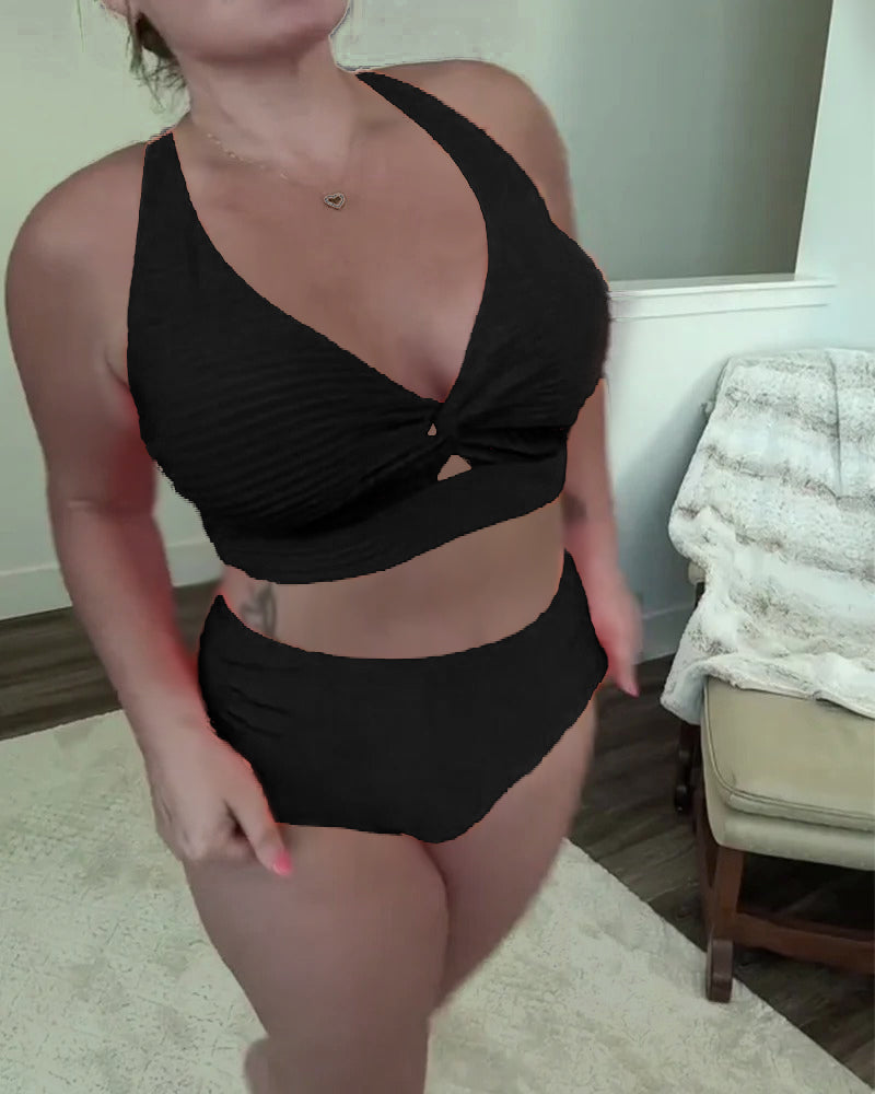 Casual Solid Color Triangle Bikini