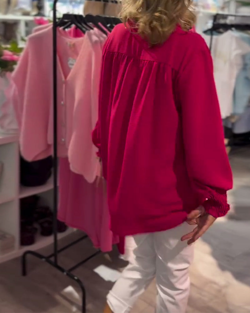 V-Neck Pullover Loose Casual Blouse