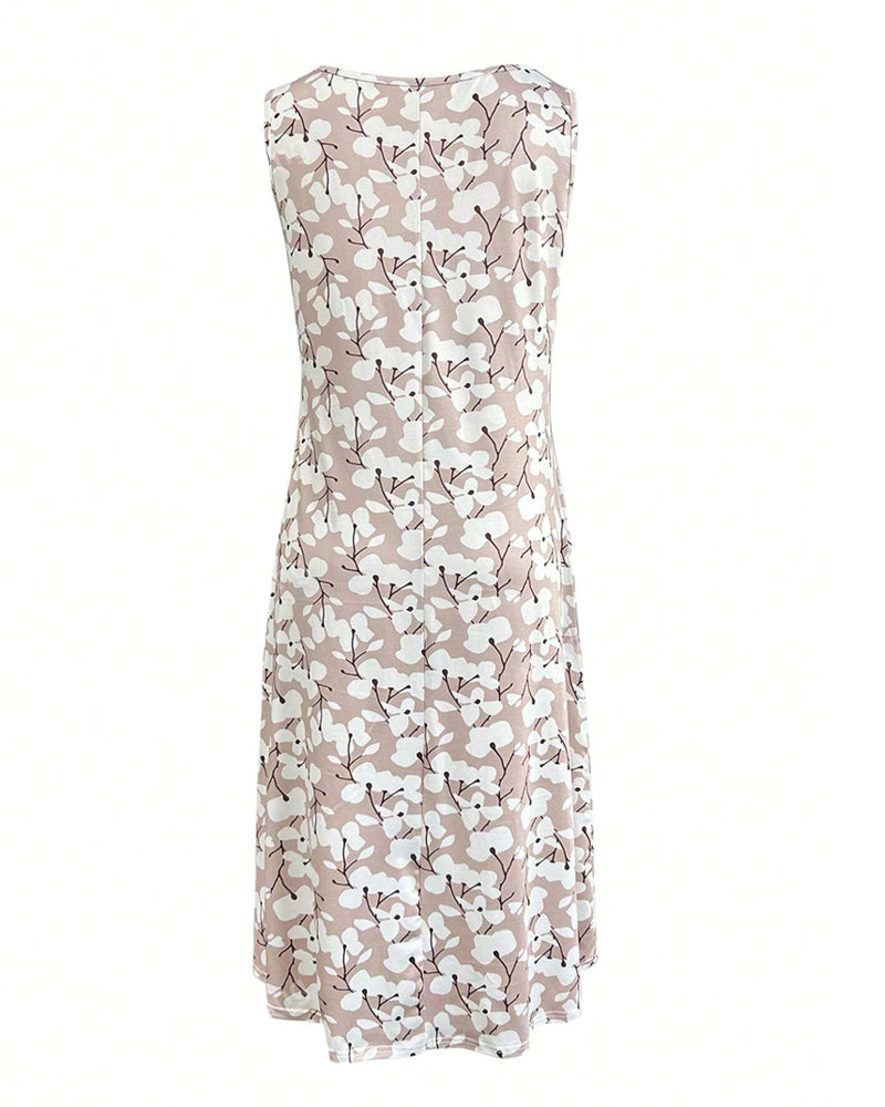 Sleeveless Floral Print Dress