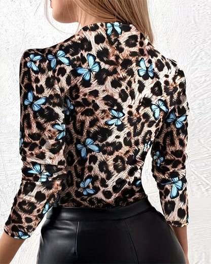 Leopard Butterfly Printed Trendy Top