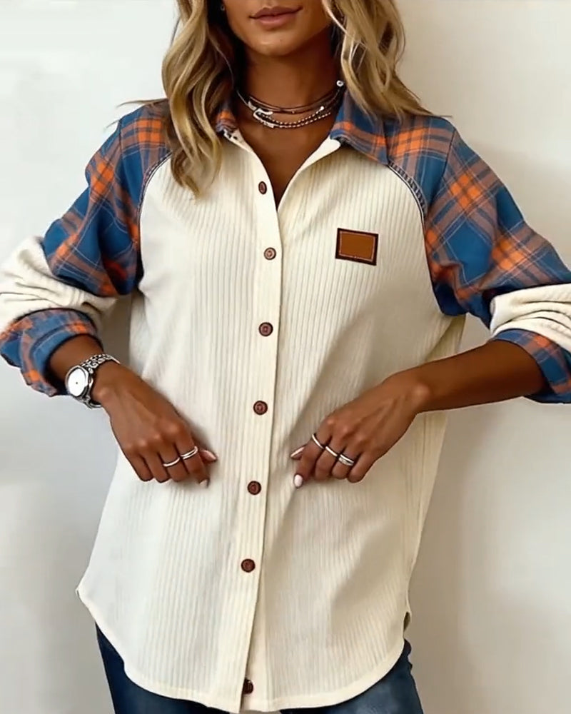 Plaid Corduroy Contrast Shirt
