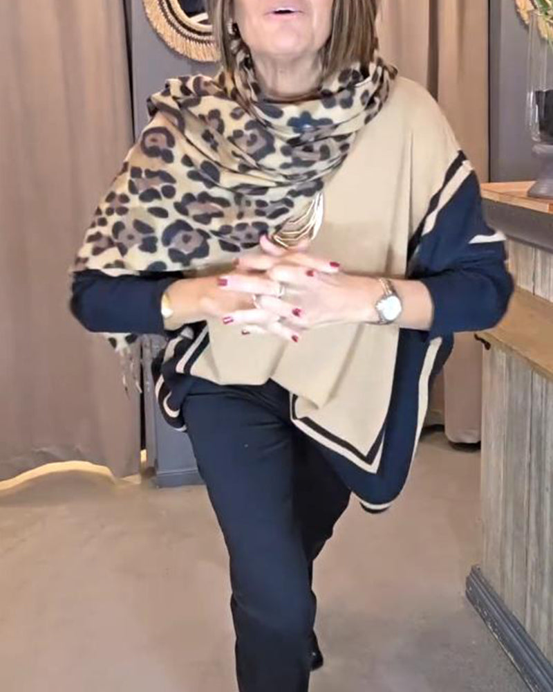 Batwing Sleeve Striped Color-Block Sweater