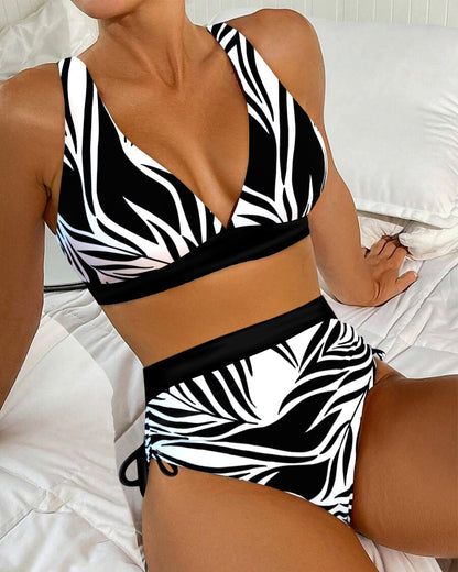Two-Piece Printed High Waist Bikini
