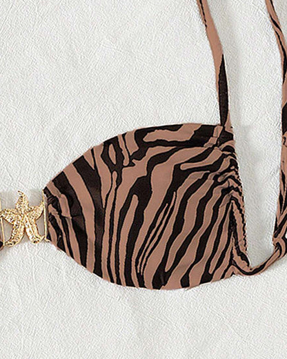 Zebra Print Sexy Lace-Up Bikini