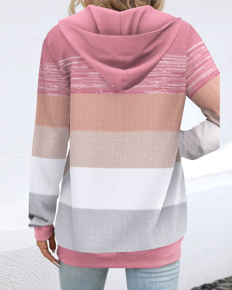 Color block hooded casual coat